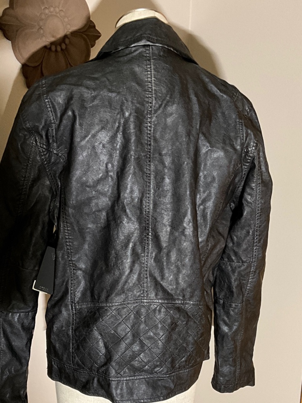 Guess Black Men's Leather Bomber Jacket - Picture 4 of 6